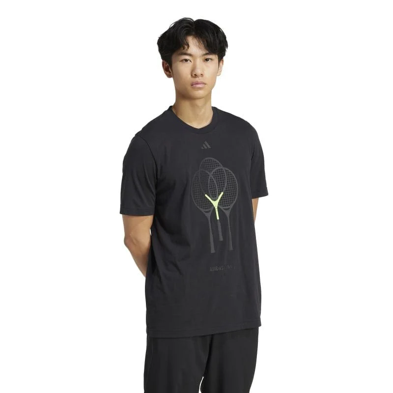 T-SHIRT ADIDAS HOMMES GRAPHIC TENNIS 3 RACKETS NOIR - Image 2