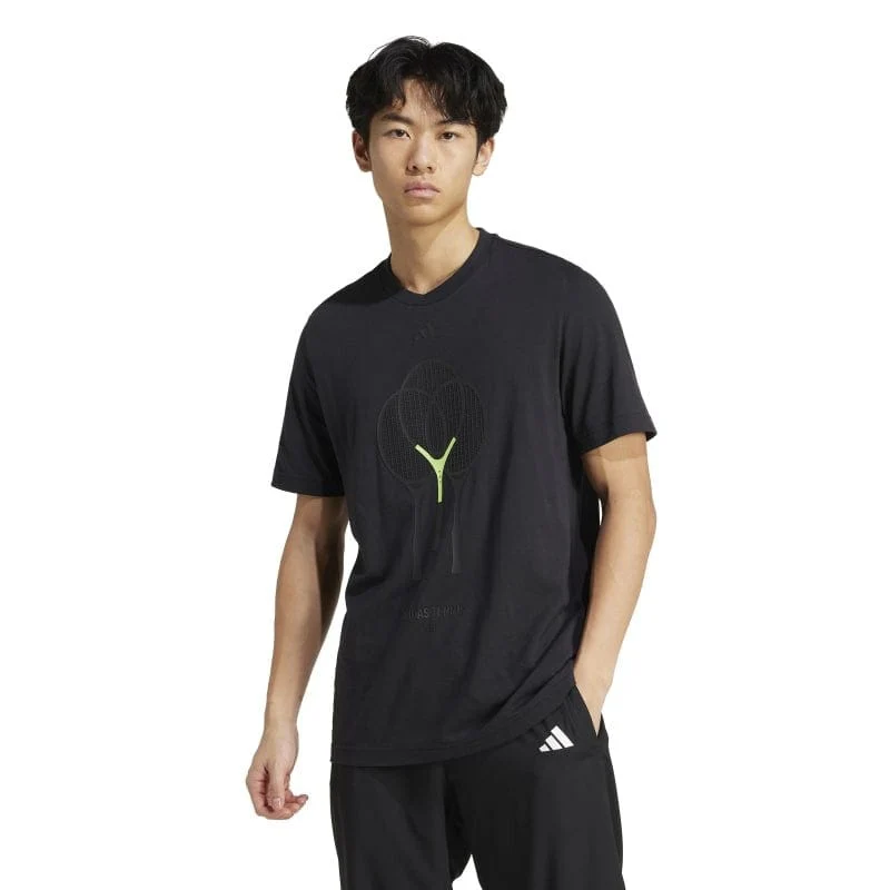 T-SHIRT ADIDAS HOMMES GRAPHIC TENNIS 3 RACKETS NOIR - Image 4